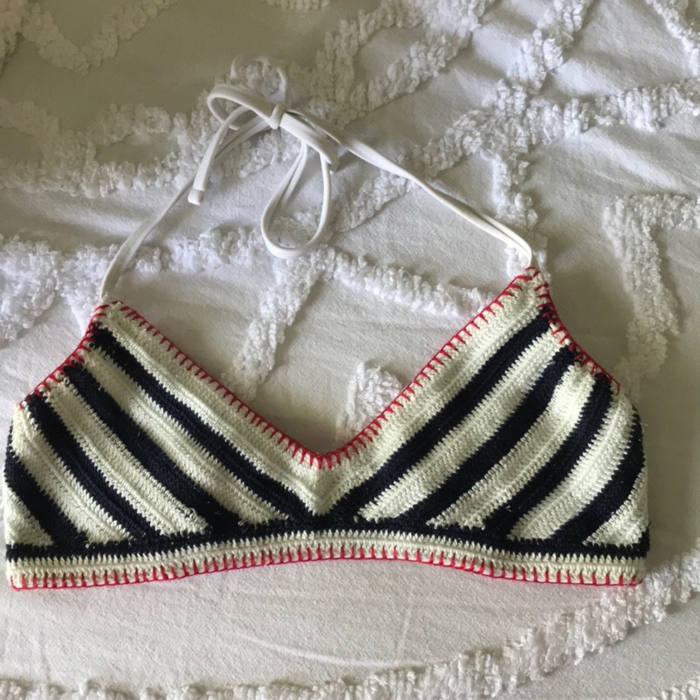 Red white and blue swimsuit top